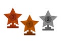 Illustration of gold, silver and bronze star trophy Royalty Free Stock Photo