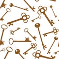 Illustration gold skeleton key background that is repeat