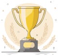 Illustration of a gold trophy award with laurel wreaths and decorative elements Royalty Free Stock Photo