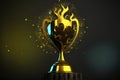 Gold trophy with sparkly overlay over dark background, digital illustration painting artwork