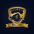 Golden bull head mascot icon design template