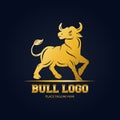 Golden bull icon design template on black background