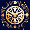 Illustration of a golden compass on a dark background. Vector illustration. AI Generated Royalty Free Stock Photo
