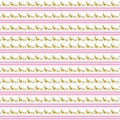 Illustration of golden duck patterns with pink horizontal lines on a white background