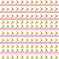 Illustration of golden frog patterns on a white background with pink lines