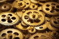 illustration of golden gears background. Generative AI Royalty Free Stock Photo