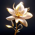 Illustration of a golden lily on a black background. 3d rendering AI generated