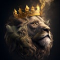 Golden Lion King with Crown Royalty Free Stock Photo