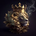 Golden Lion King with Crown Royalty Free Stock Photo