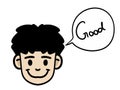 illustration of a good face, a boy with a smile and a black face