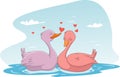 Illustration of goose couple in love