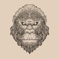 illustration gorilla head on black background