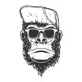 Illustration of gorilla monkey in baseball cap. Design element for poster, t shirt, emblem, sign. Royalty Free Stock Photo