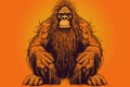 Gorilla with orange background, illustration for your design