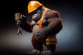 gorilla wearing a construction workers hard hat Royalty Free Stock Photo