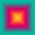 Illustration of Gradient Magenta and Yellow Pyramid with Blue Green Square Frame