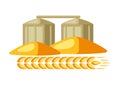 Illustration of granary with ripe wheat ear.