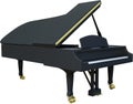 Grand Piano Musical Instrument Isolated, Black