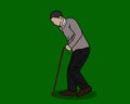 illustration of a grandfather walking with a cane