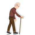 Illustration of grandfather walking with a stick