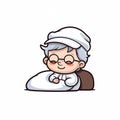 illustration of grandma on the bed Royalty Free Stock Photo