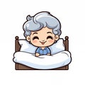 illustration of grandma on the bed Royalty Free Stock Photo