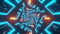 Illustration graphic abstract energy tunnel looping in space with twisting and bouncing effect. seamless loop flying into