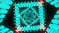 Illustration graphic abstract energy tunnel looping in space with twisting and rotating effect. seamless loop flying in the space