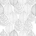 Illustration of graphic autumn leaves. Seamless pattern texture. Hand drawn, sketch, graphic design