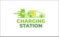 Illustration of innovation for auto fast charging solution logo design template