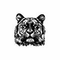 Tiger Head bitmap black and white illustration silhouette wild animal ready to print