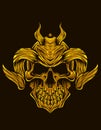 Illustration vector demon skull yellow color