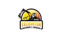 Illustration vector graphic of excavator construction, excavator earthworks, and heavy equipment logo design template