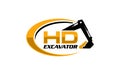 Illustration vector graphic of excavator construction, excavator earthworks, and heavy equipment logo design template