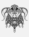 Illustration vector monochrome viking head