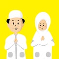 Illustration graphic vector of Muslim kids, cute muslim kids, two kids muslim vector