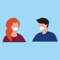 Illustration graphic vector of people wear masks, men and women wear masks, men wear mask