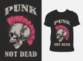 Illustration vector punk skull with t shirt design