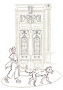 illustration graphics architecture exterior ancient door of the ancient city of batumi patterns and ornaments on the front door a