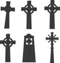 Illustration of a gravestones silhouette on a white background. Vector image for Halloween celebration Royalty Free Stock Photo