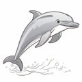 Cartoon Dolphin Jumping: Grisaille Style With Streamlined Design Royalty Free Stock Photo