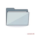 Illustration of a gray open folder icon with a simple minimalist Royalty Free Stock Photo