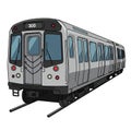 Illustration of a gray subway train with multiple cars on tracks. Features include large Royalty Free Stock Photo
