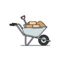 Illustration of a gray wheelbarrow containing several rectangular Royalty Free Stock Photo