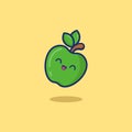 Illustration green apple fruit, the cute illustration used for web, for infographic, icon web or mobile app, presentation icon,