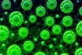 Illustration of green bacteria cells float on dark background Royalty Free Stock Photo