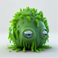 Green cartoon microbe ugly monster. AI generative