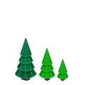 illustration of green christmas trees of different sizes