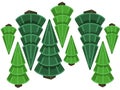 illustration of green christmas trees of different sizes