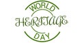 Illustration of green color world heritage day text on white background, copy space Royalty Free Stock Photo